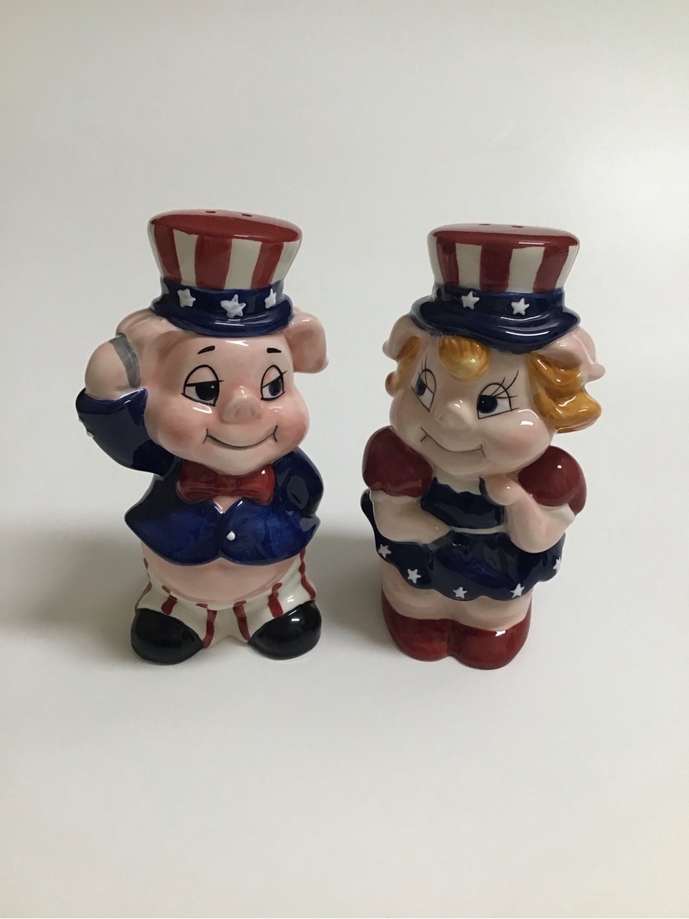 Patriotic Pigs Salt & Pepper Shakers Uncle Sam Americana USA Ceramic 4th of July - Picture 10 of 14
